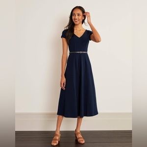 Boden Cotton Belle V-Neck Ottoman Fit and Flare Dress